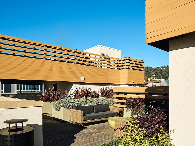 Sit back and relax in our richly vegetated rooftop lounge area.
