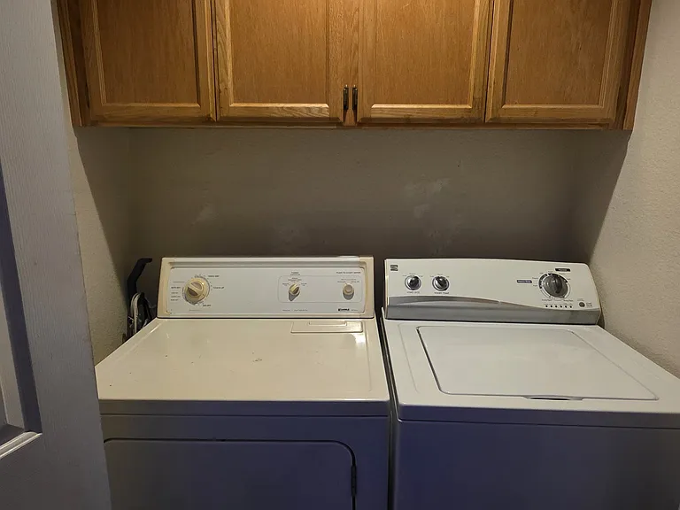 In-house washer and dryer.