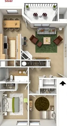 Silver - 2 Bedroom, 1 Bathroom Silver - 2 Bedroom, 1 Bathroom