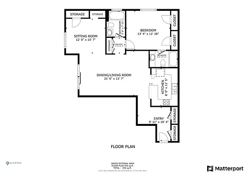 Floor plan One Bedroom Den