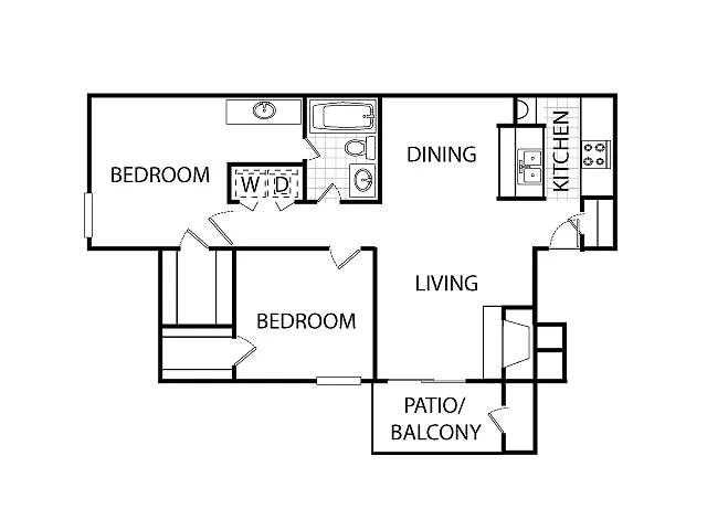 Floor plan 2 Bed 1 Bath