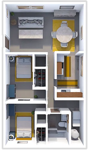 Floor plan VENICE HEIGHTS 2 BEDROOM 1 BATH