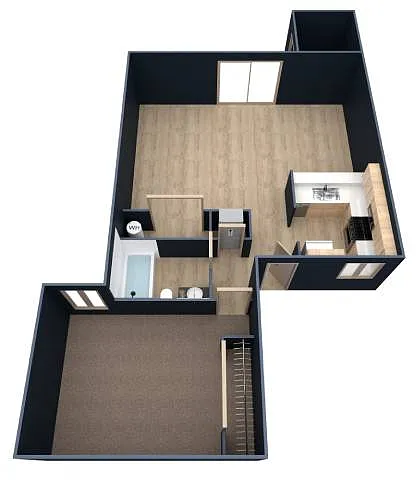 Floor plan A3-1 Bedroom, 1 Bathroom