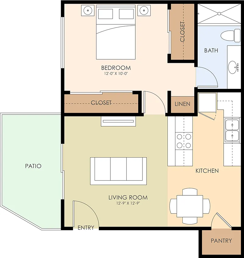 Floor plan One Bedroom One Bath