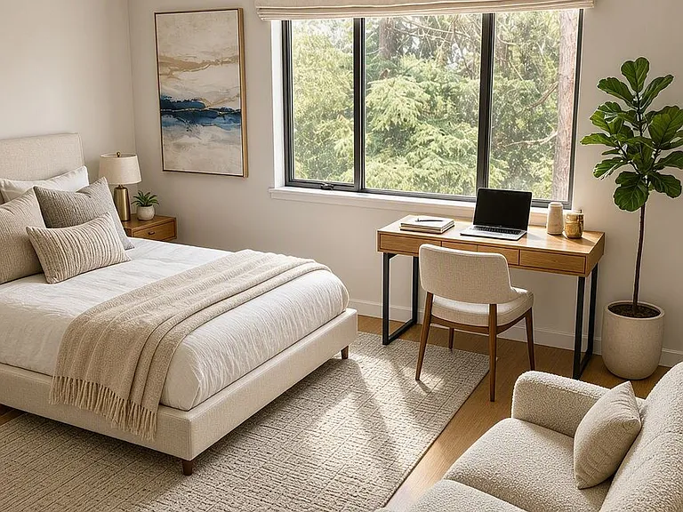 Master bedroom with window view