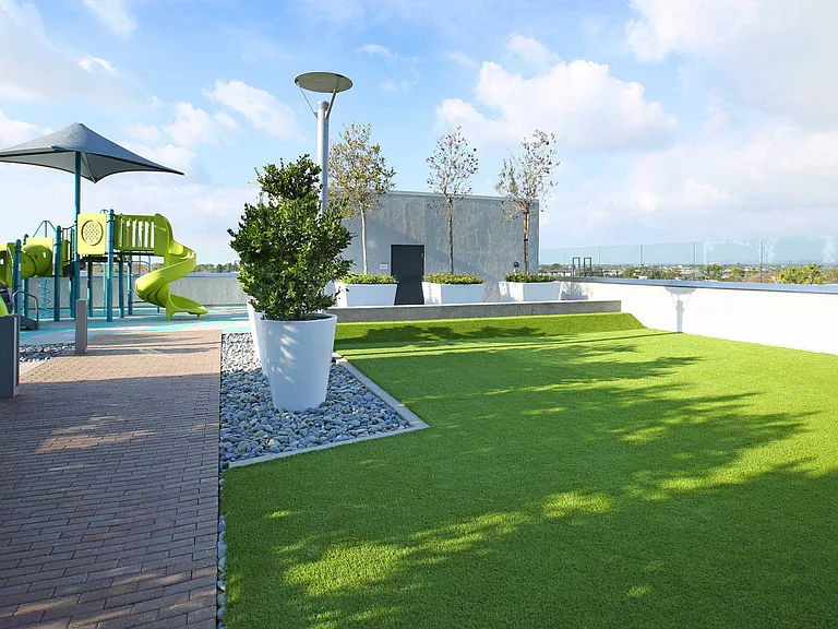 11,500-sq. ft. Rooftop Deck with Lawn, BBQ and Game Space