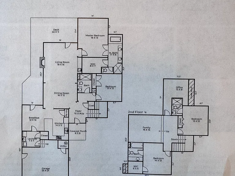 Layout 4 BR and 4 Full Baths split between upstairs and downstairs living space. Large open bonus room and office space upstairs.