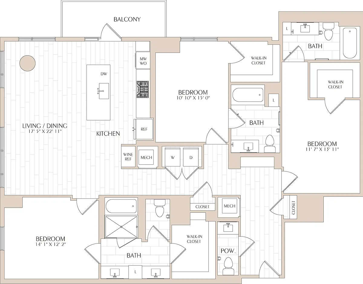 Floor plan 3 Bed/3.5 Bath ADA-C04 Type A