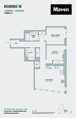 Floor plan 2 Bed/2 Bath-B5