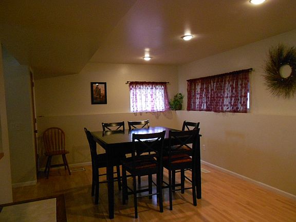 Warm can lights in the dining room.