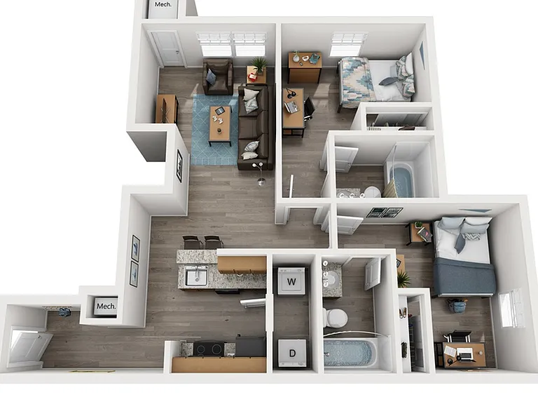1 Bed w/Office 1 Bed w/Office