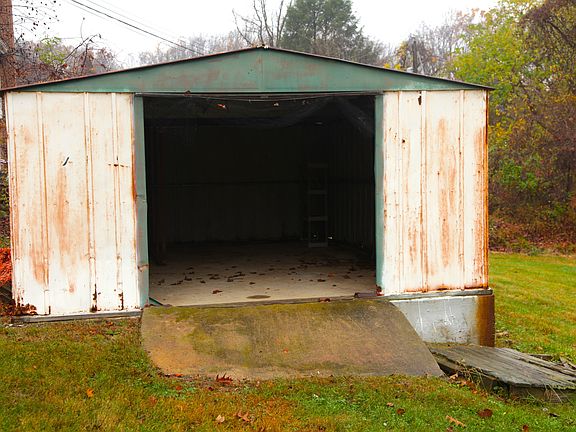 large metal storage shed