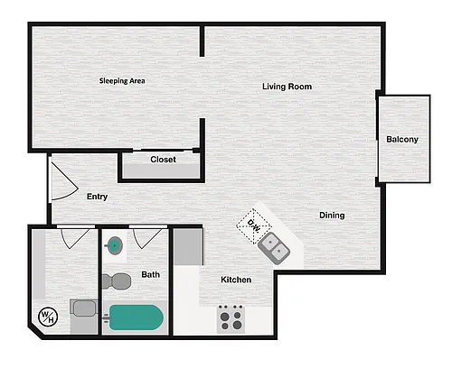Floor plan Open 1x1 B