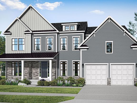 Elevation 1 with Dormers and Partial Stone