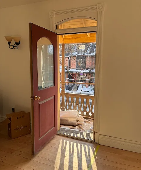 Door leading out to the balcony.