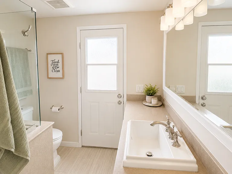 Downstairs bathroom including a shower