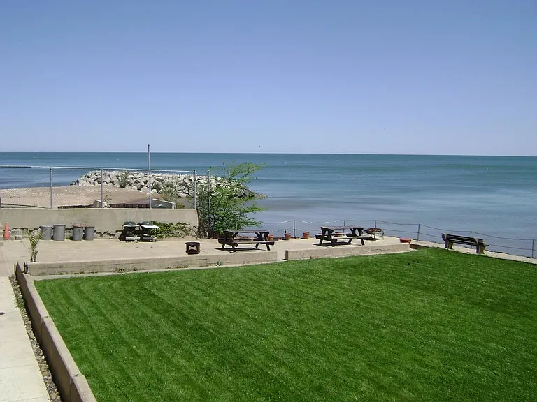 private backyard on lake