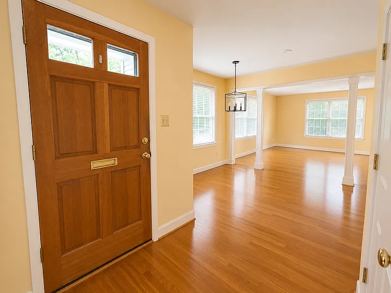 Main level front door and dining room