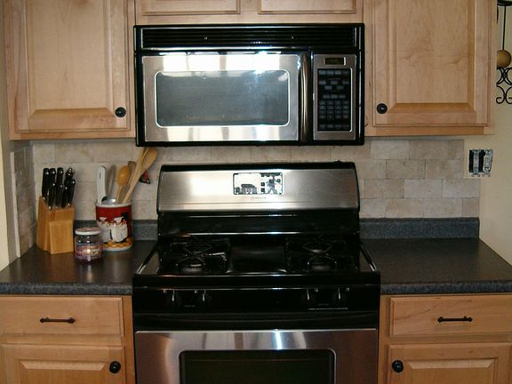 Kitchen Gas Stove and Microwave