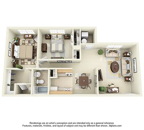 Floor plan Two Bedroom One and Half Bathroom