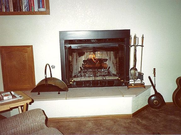 Family Room fireplace with w