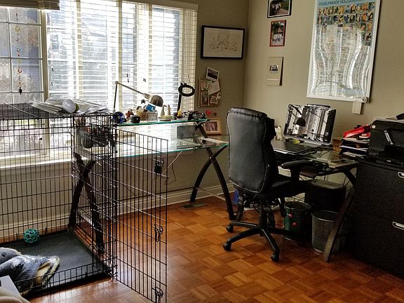 Bright office looking out of the front of the house