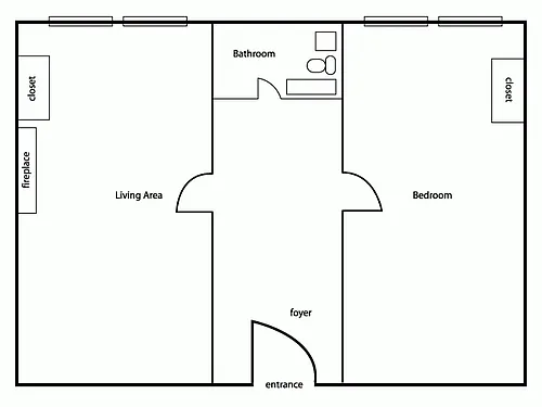 Floor plan 1BR/1BA Deluxe