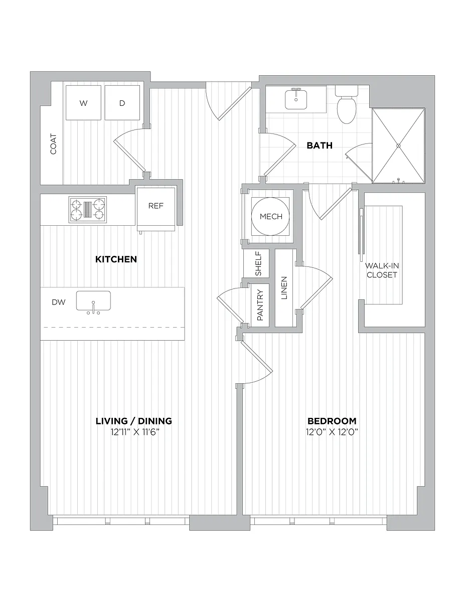 Floor plan 1 Bed/1 Bath-1B.3