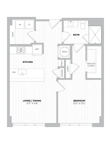 Floor plan 1 Bed/1 Bath-1B.3