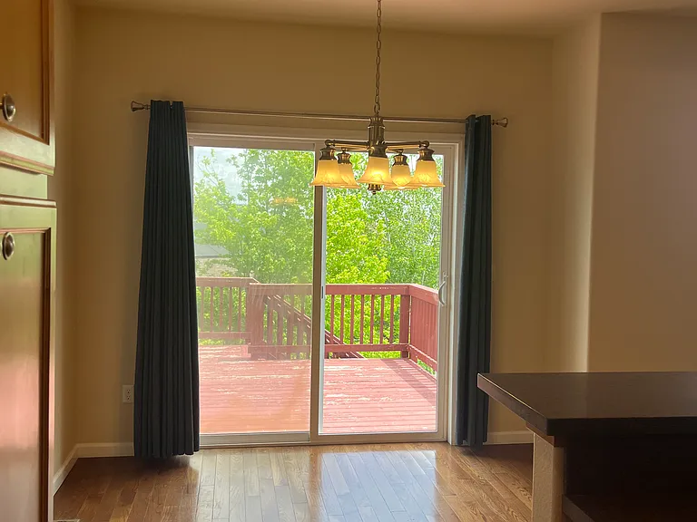 Access the deck from the dining area.