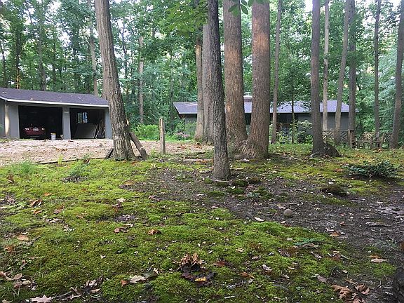 Front, detached garage.