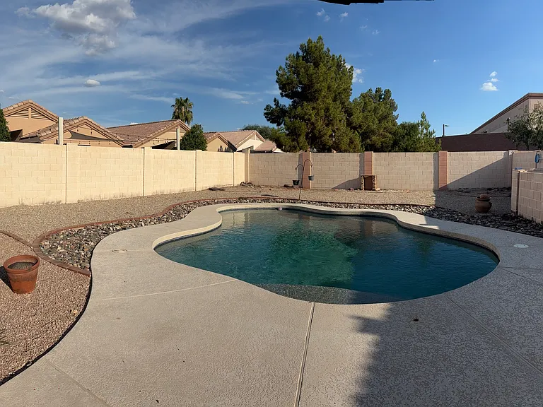 Pool and large maintenance free backyard