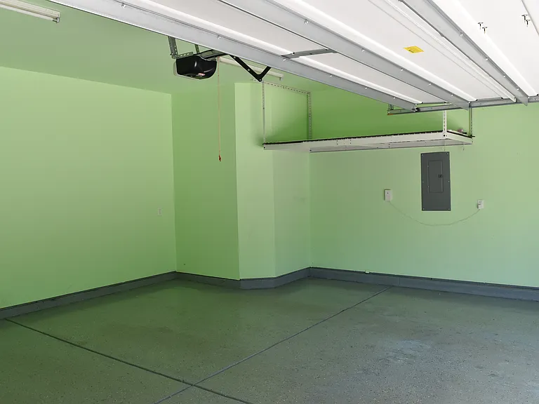 Garage with over head storage rack