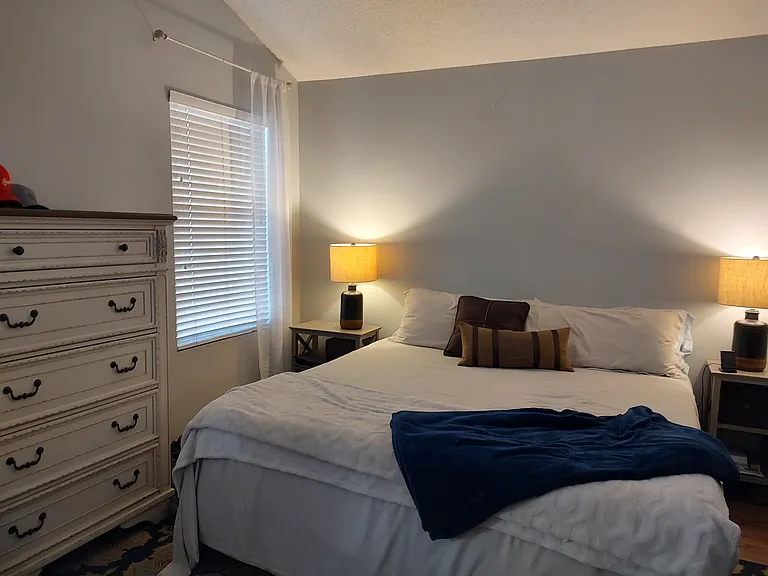 Master bedroom located in the back of the house