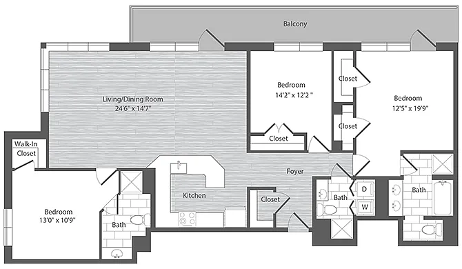 Floor plan 3 Bed 3 Bath - C2