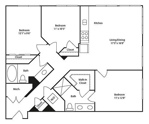 Floor plan 3 BR D1