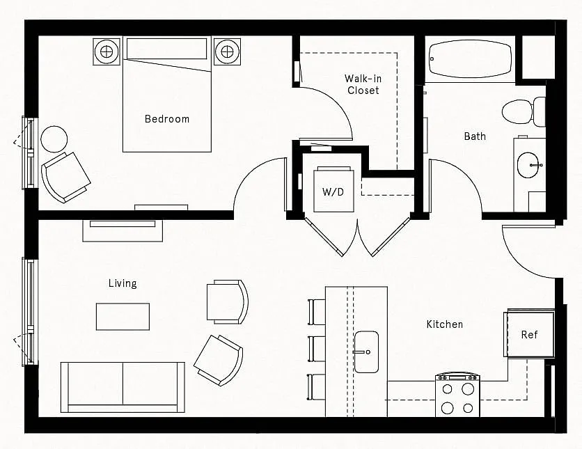 Floor plan 1 Bed/1 Bath-A16
