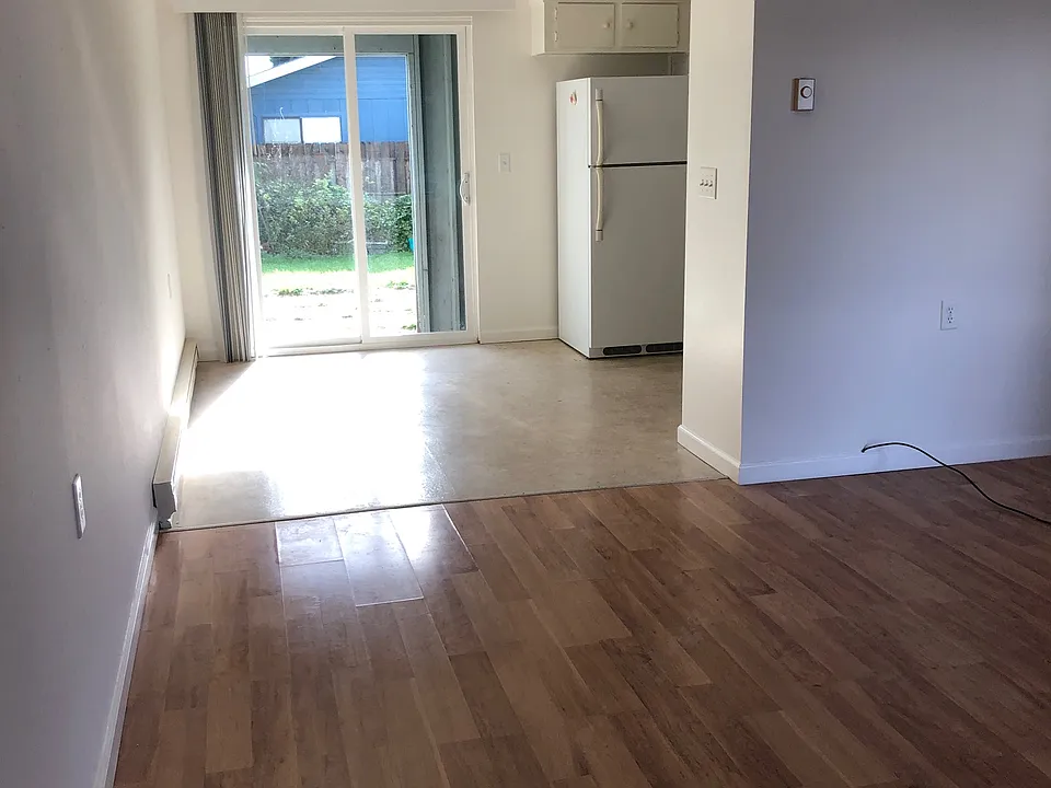 Looking into kitchen from living room