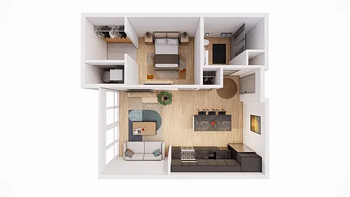 Floor plan 1 Bed 1 Bath J