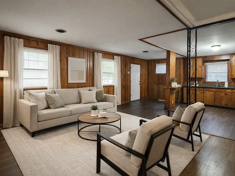 Virtual staging of the living room area.
