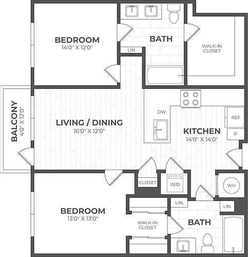 Floor plan 2 Bed/2 Bath-2F