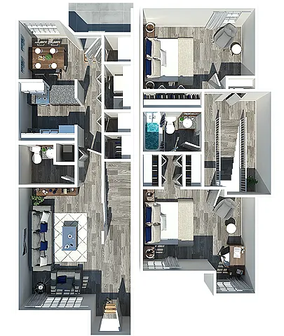 Floor plan 2 Bedroom 1.5 Bath Townhome
