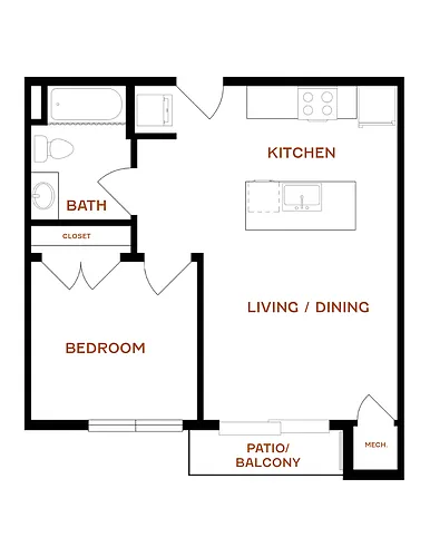 Floor plan 1B1B-600