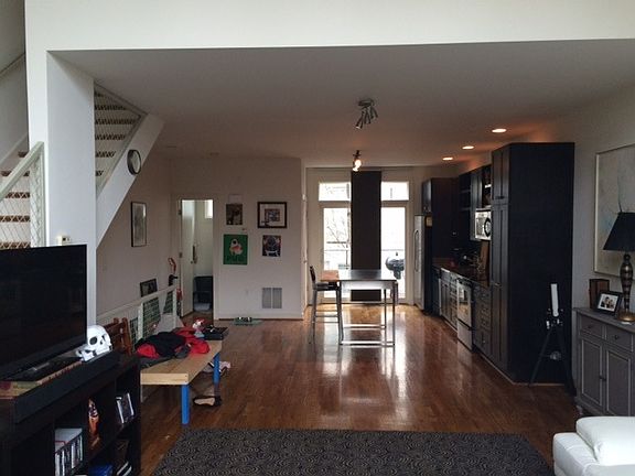 Living area and kitchen