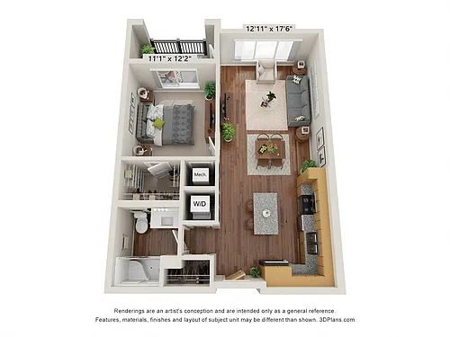 Floor plan One Bedroom A