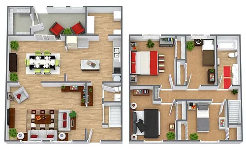 Floor plan Renovated 4 Bedroom Townhome