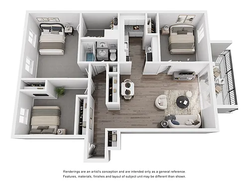 Floor plan 3 Bedroom 1 Bath Floor Plan