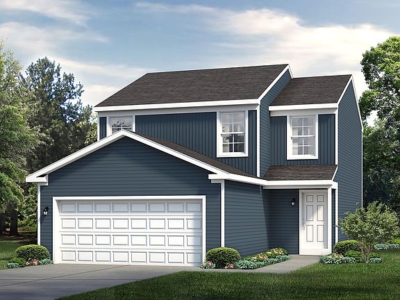 Exterior front view of the Cedarwood A plan by S A Homes Streamline Series - two story home with vin