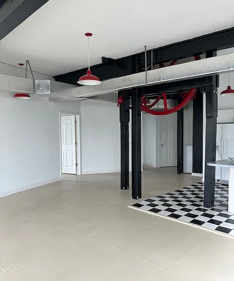 Unique apartment with a kitchen area and living room open layout!