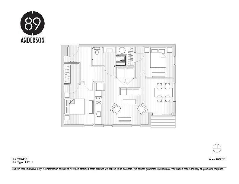 Floor plan 89 Anderson 2BD Plan A